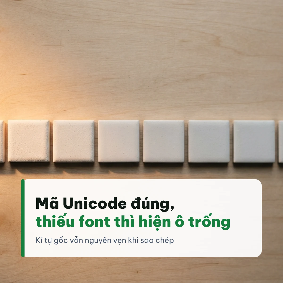 Mã Unicode đúng nhưng thiếu font nên hiện ô trống